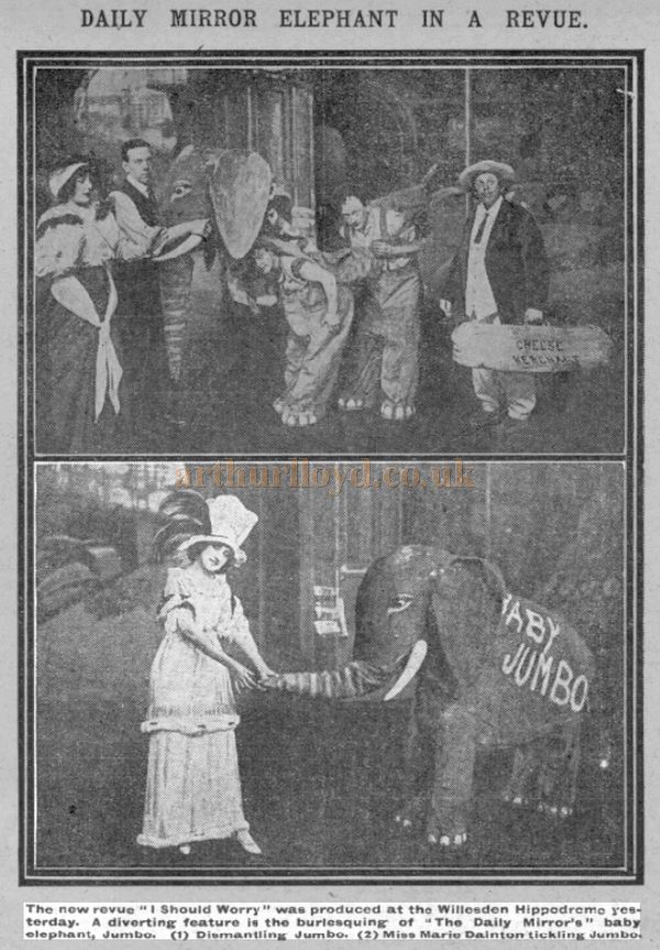Photos from the Review 'I Should Worry' at the Willesden Hippodrome in 1913 - From the Daily Mirror, 5th of August 1913.
